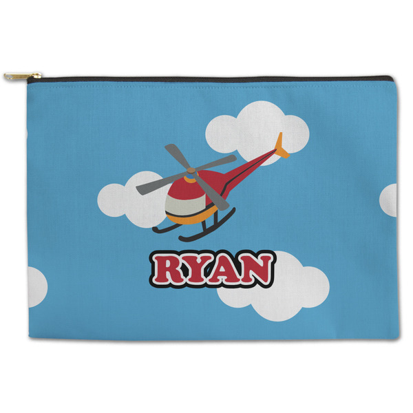 Custom Helicopter Zipper Pouch - Large - 12.5"x8.5" (Personalized)