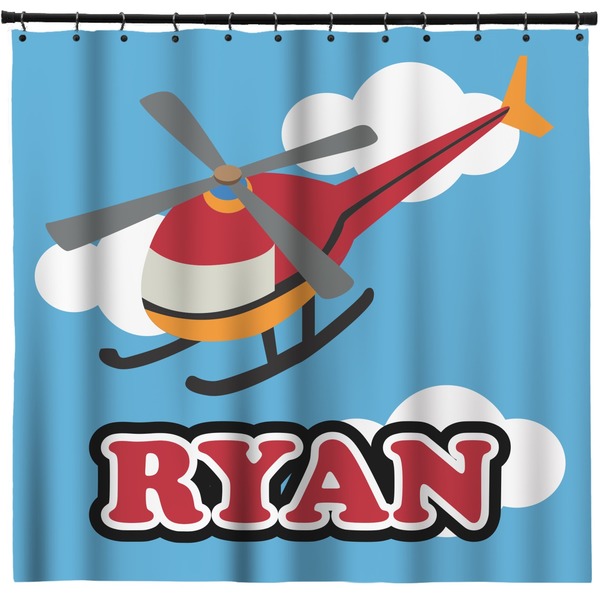 Custom Helicopter Shower Curtain - 71" x 74" (Personalized)