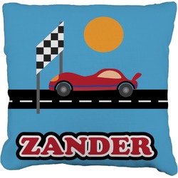 Race Car Faux-Linen Throw Pillow (Personalized)