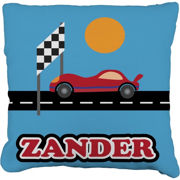 Custom Race Car Faux-Linen Throw Pillow (Personalized)