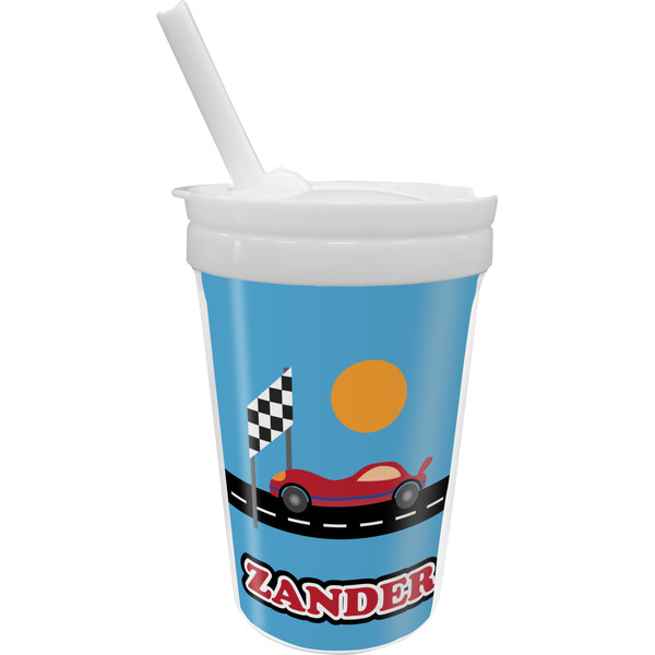 Custom Race Car Sippy Cup with Straw (Personalized)
