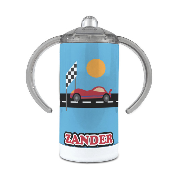 Custom Race Car 12 oz Stainless Steel Sippy Cup (Personalized)