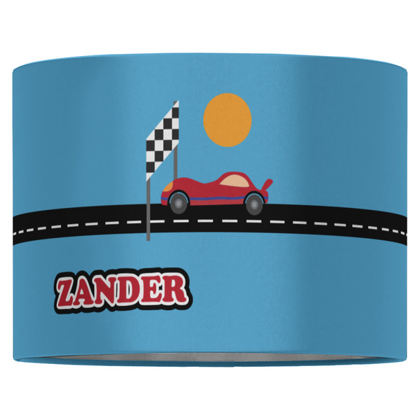 Race Car 16" Drum Lampshade - FRONT (Fabric)