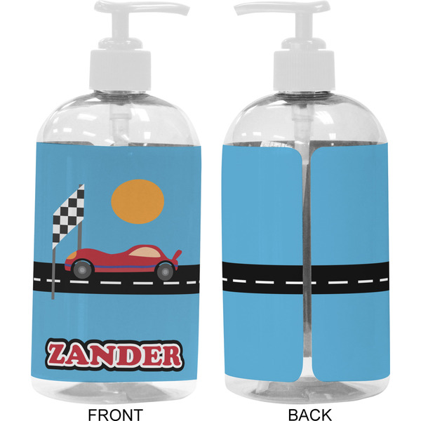 Race Car 16 oz Plastic Liquid Dispenser- Approval- White