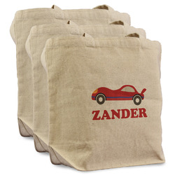 Race Car Reusable Cotton Grocery Bags - Set of 3 (Personalized)