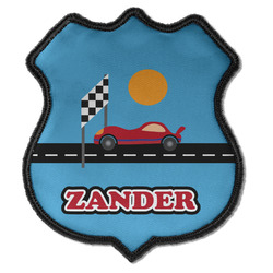 Race Car Iron On Shield Patch C w/ Name or Text