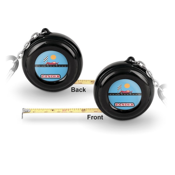 Race Car 6-Ft Pocket Tape Measure with Carabiner Hook - Front and Back