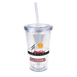 Race Car 16oz Double Wall Acrylic Tumbler with Lid & Straw - Full Print (Personalized)