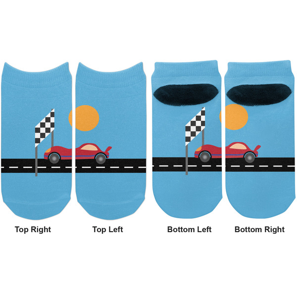 Race Car Adult Ankle Socks - Double Pair - Front and Back - Apvl