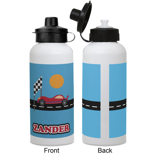 Race Car Aluminum Water Bottle - White APPROVAL