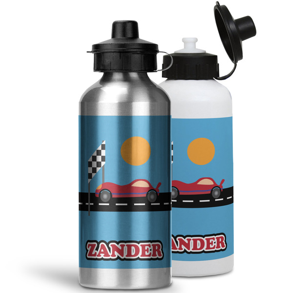 Race Car Aluminum Water Bottles - MAIN (white &silver)