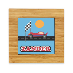 Race Car Bamboo Trivet with Ceramic Tile Insert (Personalized)