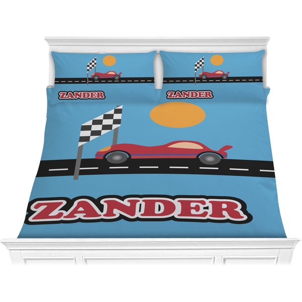 Custom Race Car Comforter Set - King (Personalized)