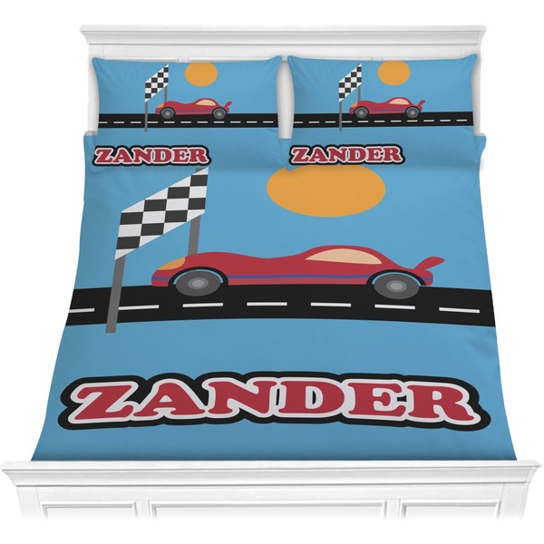 Custom Race Car Comforter Set - Full / Queen (Personalized)