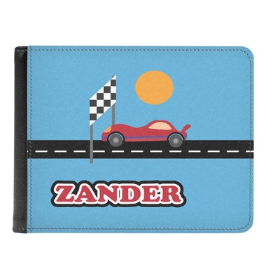 Race Car Genuine Leather Men's Bi-fold Wallet (Personalized)