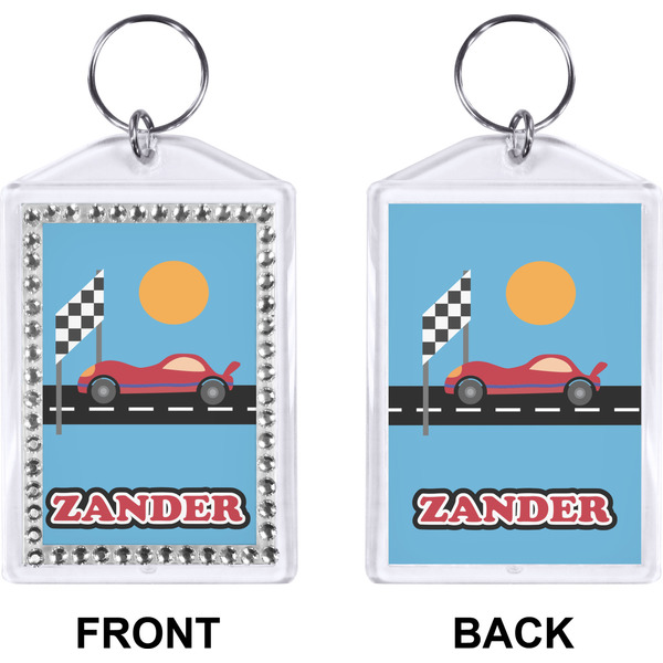 Race Car Bling Keychain (Front + Back)