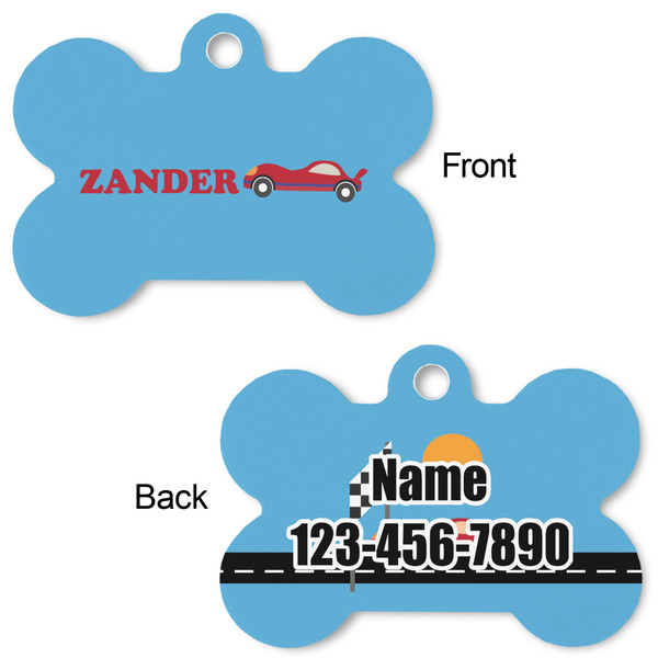 Race Car Bone Shaped Dog ID Tag - Large - Approval