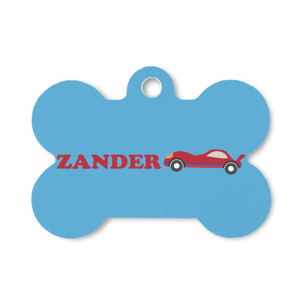Custom Race Car Bone Shaped Dog ID Tag - Small (Personalized)