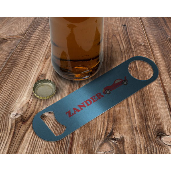 Race Car Bottle Opener - In Use