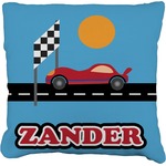 Race Car Faux-Linen Throw Pillow 16" (Personalized)