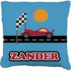 Race Car Faux-Linen Throw Pillow 20" (Personalized)