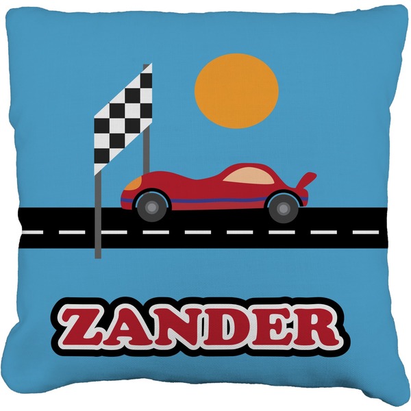 Custom Race Car Faux-Linen Throw Pillow 20" (Personalized)