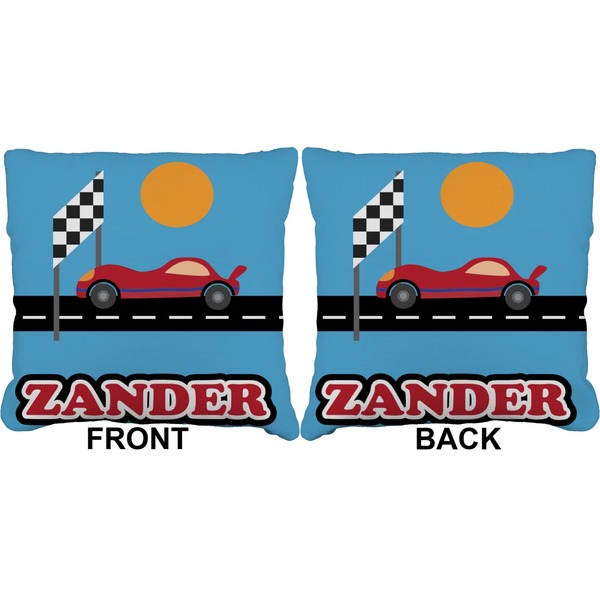 Race Car Burlap Pillow Approval