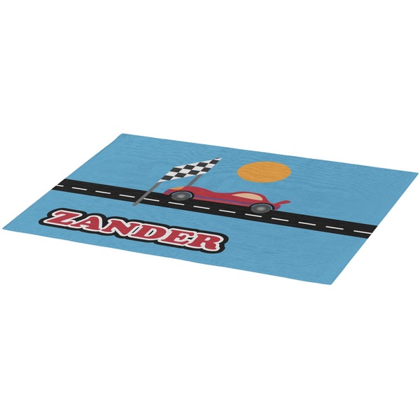 Race Car Burlap Placemat (Angle View)