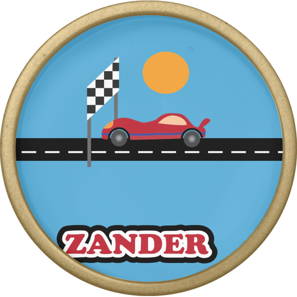 Race Car Cabinet Knob - Gold - Front