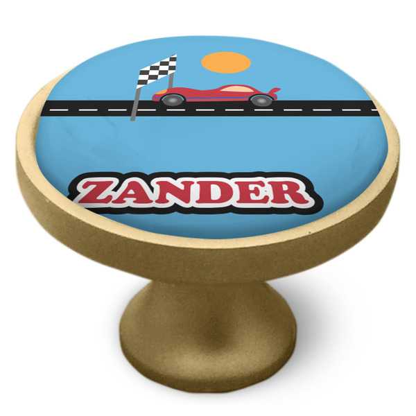 Race Car Cabinet Knob - Gold - Side