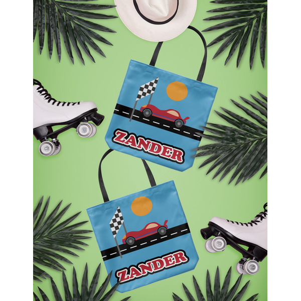Race Car Canvas Tote Lifestyle Front and Back