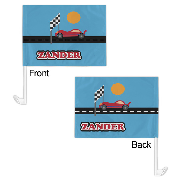 Race Car Car Flag - 11" x 8" - Front & Back View