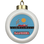 Race Car Ceramic Ball Ornament (Personalized)