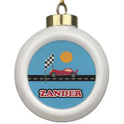 Race Car Ceramic Ball Ornament (Personalized)