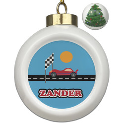 Race Car Ceramic Ball Ornament - Christmas Tree (Personalized)