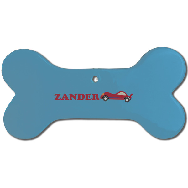 Race Car Ceramic Flat Ornament - Bone Front