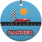 Race Car Round Ceramic Ornament w/ Name or Text