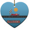 Race Car Ceramic Flat Ornament - Heart (Front)