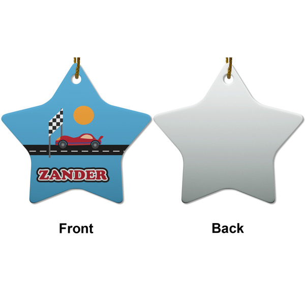 Race Car Ceramic Flat Ornament - Star Front & Back (APPROVAL)