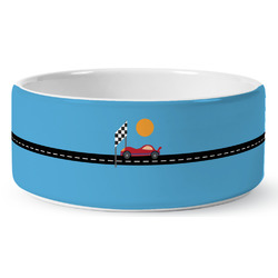 Race Car Ceramic Dog Bowl (Personalized)