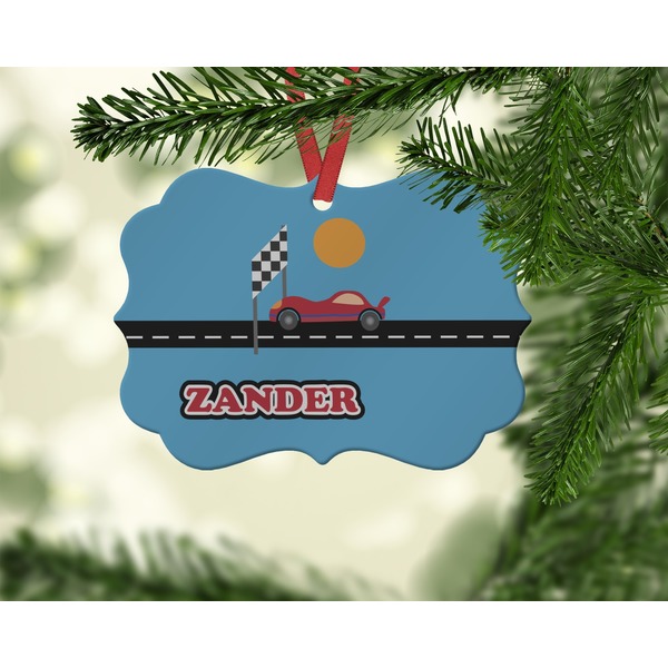 Race Car Christmas Ornament (On Tree)