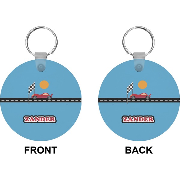 Race Car Circle Keychain (Front + Back)