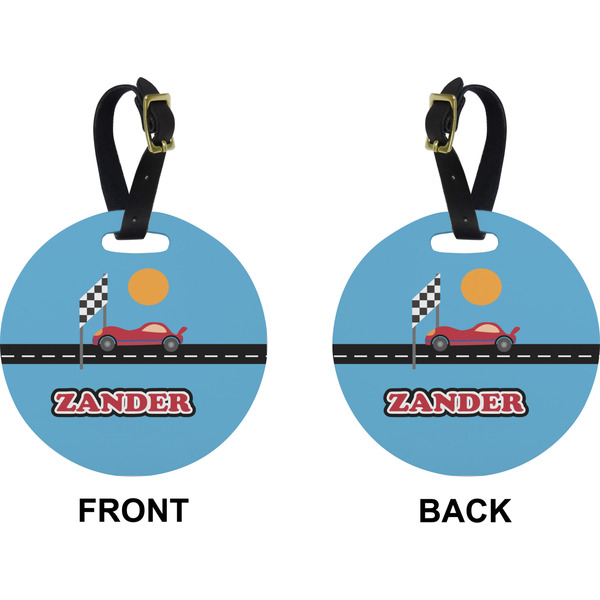 Race Car Circle Luggage Tag (Front + Back)