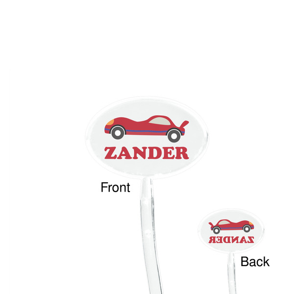 Race Car Clear Plastic 7" Stir Stick - Oval - Front & Back