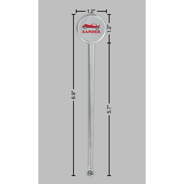 Race Car Clear Plastic 7" Stir Stick - Round - Dimensions