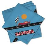 Race Car Cloth Cocktail Napkins - Set of 4 w/ Name or Text