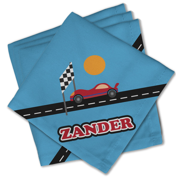 Race Car Cloth Napkins - Personalized Lunch (PARENT MAIN Set of 4)