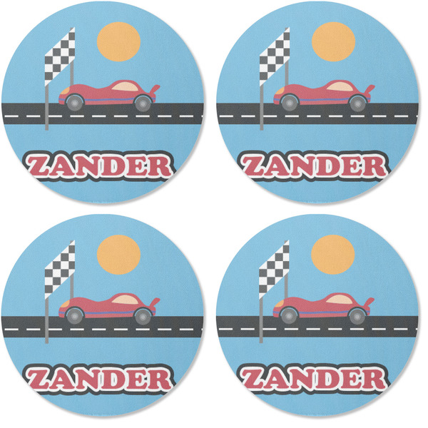Race Car Coaster Round Rubber Back - Apvl
