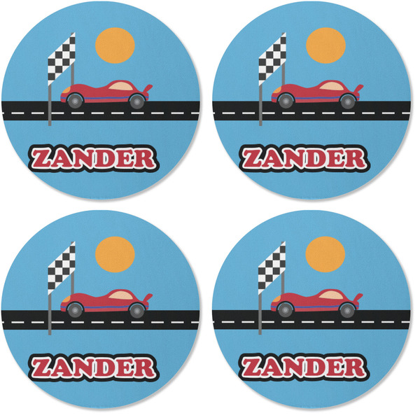 Race Car Coaster Round Rubber Back - Apvl