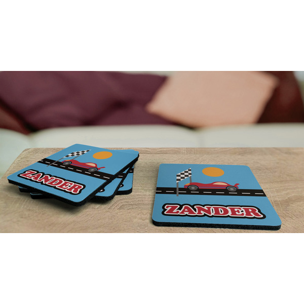 Race Car Coaster Rubber Back - On Coffee Table
